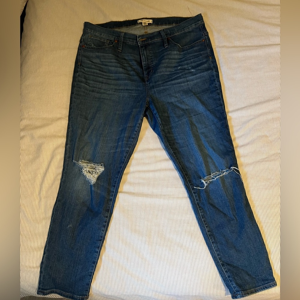 Madewell Dark Blue Distressed Skinny Jeans